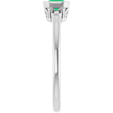 14K Gold Emerald Lab-Grown Emerald & Natural Diamond Bezel-Set Accented Ring - White Gold - view 4
