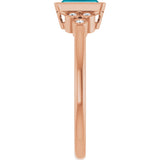 14K Gold Straight Baguette Natural London Blue Topaz & Natural Diamond Bezel-Set Accented Ring - Rose Gold - view 4