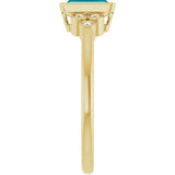 14K Gold Straight Baguette Natural London Blue Topaz & Natural Diamond Bezel-Set Accented Ring - Yellow Gold - view 4