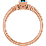 14K Gold Straight Baguette Natural London Blue Topaz & Natural Diamond Bezel-Set Accented Ring - Rose Gold - view 2