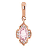 14K Gold Oval Natural Pink Morganite & Natural Diamond Halo-Style Pendant – 0.03 CTW