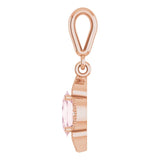14K Gold Oval Natural Pink Morganite & Natural Diamond Halo-Style Pendant – 0.03 CTW - view 3