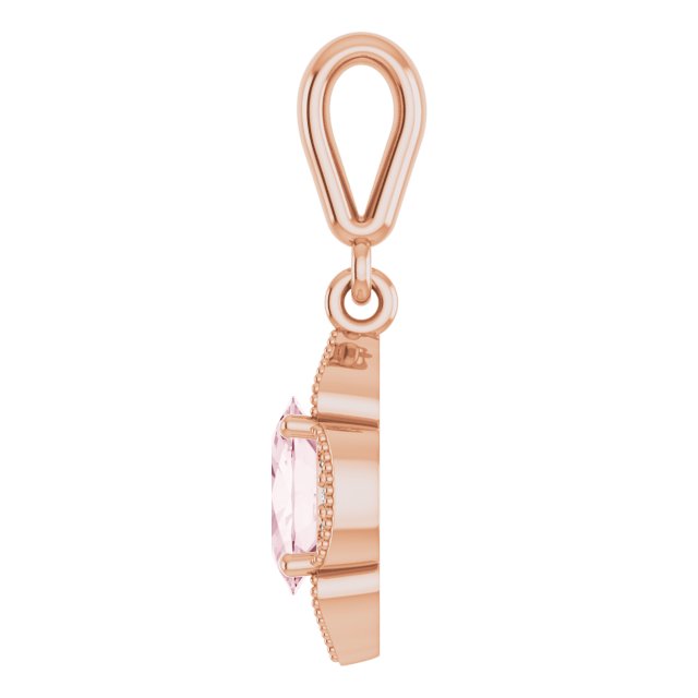 14K Gold Oval Natural Pink Morganite & Natural Diamond Halo-Style Pendant – 0.03 CTW - view 3
