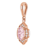 14K Gold Oval Natural Pink Morganite & Natural Diamond Halo-Style Pendant – 0.03 CTW - view 2