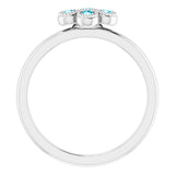 Platinum Round Natural Aquamarine Cluster Ring - view 2