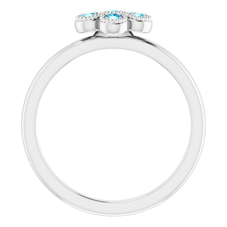Platinum Round Natural Aquamarine Cluster Ring - view 2