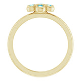 14K Gold Round Natural Aquamarine Cluster Ring - Yellow Gold - view 2