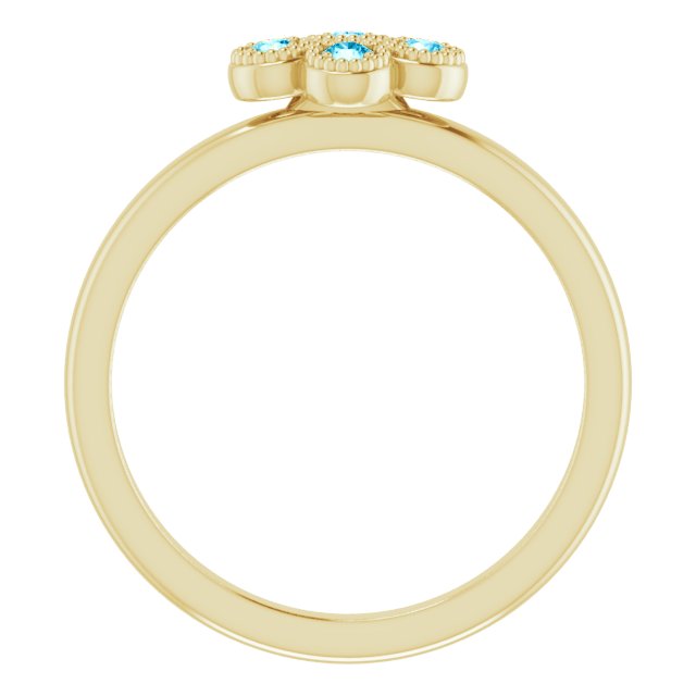 14K Gold Round Natural Aquamarine Cluster Ring - Yellow Gold - view 2