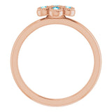 14K Gold Round Natural Aquamarine Cluster Ring - Rose Gold - view 2