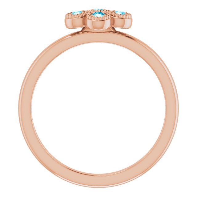 14K Gold Round Natural Aquamarine Cluster Ring - Rose Gold - view 2