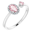 Platinum Oval Natural Pink Morganite & Natural Diamond Accented Halo-Style Ring