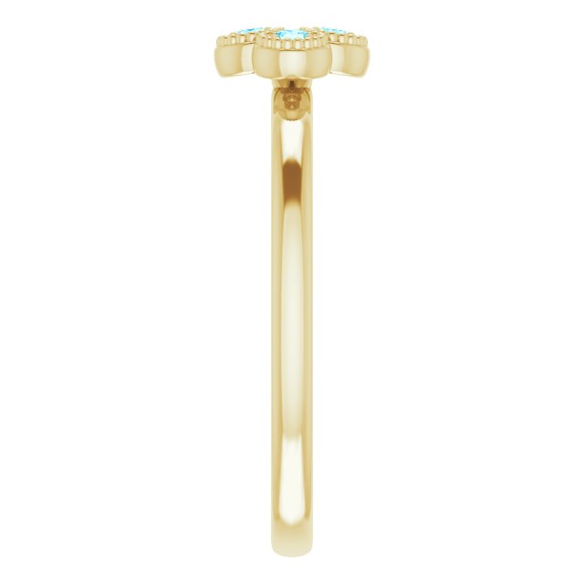 14K Gold Round Natural Aquamarine Cluster Ring - Yellow Gold - view 4