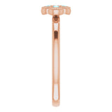 14K Gold Round Natural Aquamarine Cluster Ring - Rose Gold - view 4