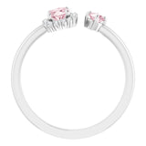 14K Gold Oval Natural Pink Morganite & Natural Diamond Accented Halo-Style Ring - White Gold - view 2