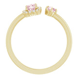 14K Gold Oval Natural Pink Morganite & Natural Diamond Accented Halo-Style Ring - Yellow Gold - view 2