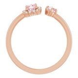 14K Gold Oval Natural Pink Morganite & Natural Diamond Accented Halo-Style Ring - Rose Gold - view 2