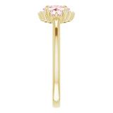 14K Gold Oval Natural Pink Morganite & Natural Diamond Accented Halo-Style Ring - Yellow Gold - view 4