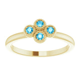 14K Gold Round Natural Aquamarine Cluster Ring - Yellow Gold - view 3