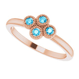 14K Gold Round Natural Aquamarine Cluster Ring - Rose Gold - view 5
