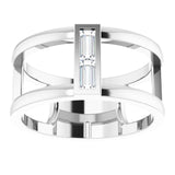 14K Gold Straight Baguette Natural Diamond Baguette Negative Space Ring - White Gold - view 8
