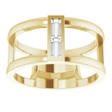 14K Gold Straight Baguette Natural Diamond Baguette Negative Space Ring - Yellow Gold - view 8