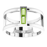14K Gold Straight Baguette Natural Peridot Baguette Negative Space Ring - White Gold - view 8