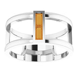Platinum Straight Baguette Natural Citrine Baguette Negative Space Ring - view 8