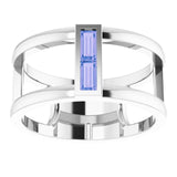 14K Gold Straight Baguette Natural Tanzanite Baguette Negative Space Ring - White Gold - view 8