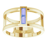 14K Gold Straight Baguette Natural Tanzanite Baguette Negative Space Ring - Yellow Gold - view 8
