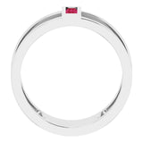 Platinum Straight Baguette Natural Ruby Baguette Negative Space Ring - view 7