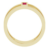 14K Gold Straight Baguette Natural Ruby Baguette Negative Space Ring - Yellow Gold - view 7