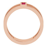 14K Gold Straight Baguette Natural Ruby Baguette Negative Space Ring - Rose Gold - view 7
