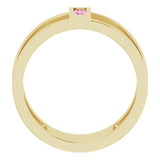14K Gold Straight Baguette Natural Pink Tourmaline Baguette Negative Space Ring - Yellow Gold - view 7