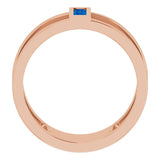 14K Gold Straight Baguette Natural Blue Sapphire Baguette Negative Space Ring - Rose Gold - view 7