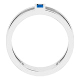 14K Gold Straight Baguette Natural Blue Sapphire Baguette Negative Space Ring - White Gold - view 7