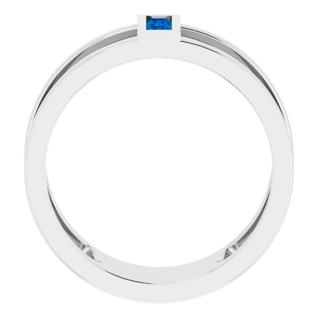 14K Gold Straight Baguette Natural Blue Sapphire Baguette Negative Space Ring - White Gold - view 7