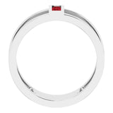 14K Gold Straight Baguette Natural Mozambique Garnet Baguette Negative Space Ring - White Gold - view 7