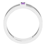 14K Gold Straight Baguette Natural Amethyst Baguette Negative Space Ring - White Gold - view 7