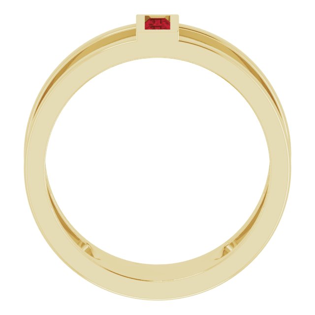 14K Gold Straight Baguette Natural Mozambique Garnet Baguette Negative Space Ring - Yellow Gold - view 7