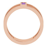 14K Gold Straight Baguette Natural Amethyst Baguette Negative Space Ring - Rose Gold - view 7
