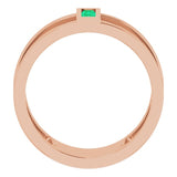 14K Gold Straight Baguette Natural Emerald Baguette Negative Space Ring - Rose Gold - view 7