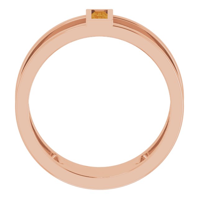 14K Gold Straight Baguette Natural Citrine Baguette Negative Space Ring - Rose Gold - view 7