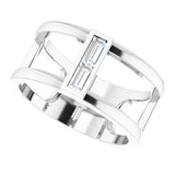 Platinum Straight Baguette Natural Diamond Baguette Negative Space Ring - view 10