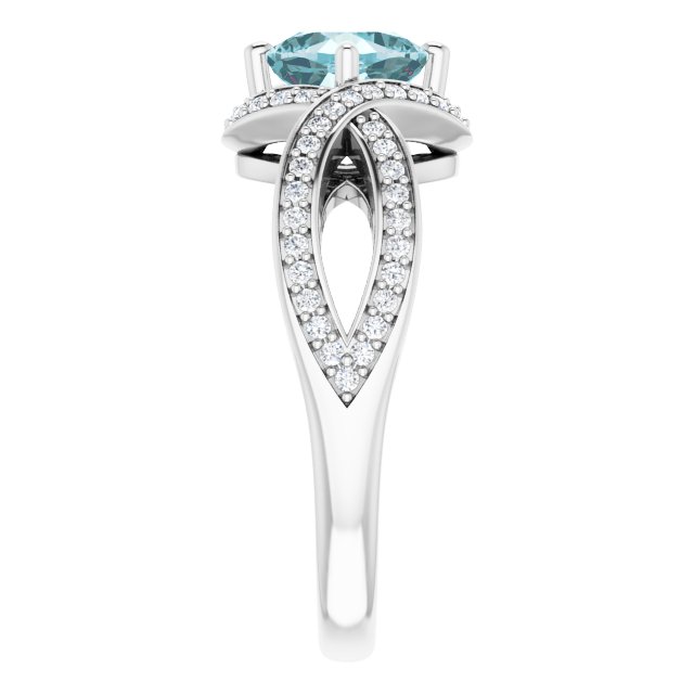 Platinum Cushion Natural Sky Blue Topaz & Natural Diamond Accented Ring - view 4