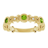 14K Gold Round Natural Peridot Leaf Ring - Yellow Gold - view 8