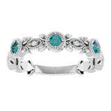 14K Gold Round Natural Alexandrite Leaf Ring - White Gold - view 8