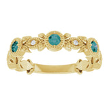 14K Gold Round Natural Alexandrite Leaf Ring - Yellow Gold - view 8