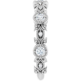 Platinum Round Natural Diamond Leaf Ring – 2.5mm Stones - view 9