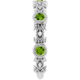 Platinum Round Natural Peridot Leaf Ring - view 9