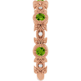 14K Gold Round Natural Peridot Leaf Ring - Rose Gold - view 9